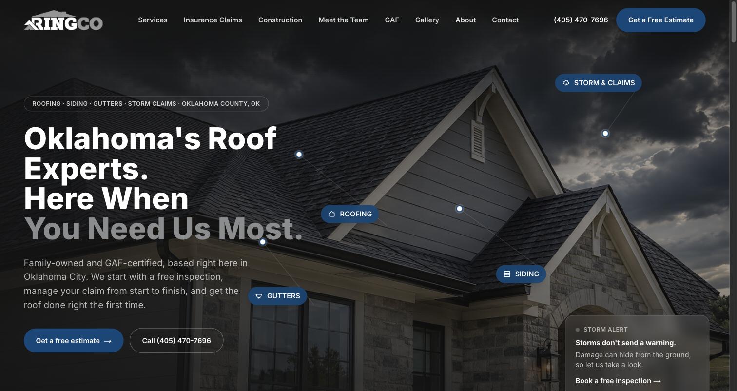 Ringco Roofing website built by Task Forward